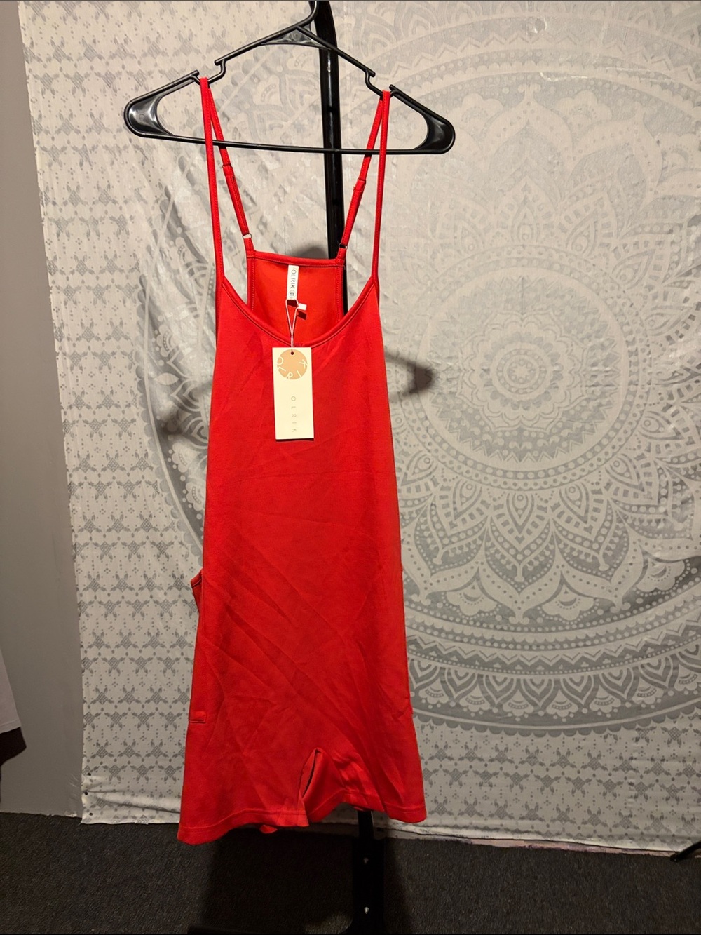 NWT Olrik Plus Size 1X Red Sleeveless Romper with Pockets